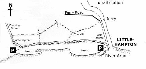 Sketch map of Littlehampton and Climping walk